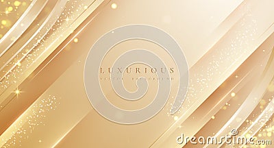 Luxury background with 3D style and glitter effect. Elegant light gold background Vector Illustration