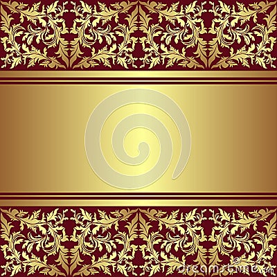 Luxury Background with golden ornamental border. Vector Illustration