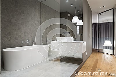 Luxury bathroom with hexagon tile Stock Photo