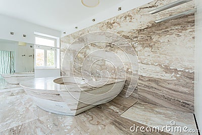 Luxury bathroom with marble tiles Stock Photo