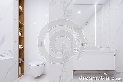 Luxury bathroom in marble tiles Stock Photo