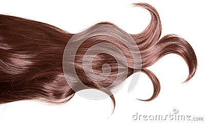 Luxury beautiful hair. A lock of curly voluminous healthy shiny Stock Photo