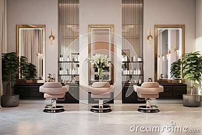Luxury beauty salon interior, inside modern hairdressing shop Stock Photo