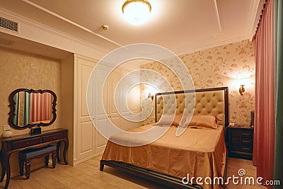 Luxury bedroom, night scene Stock Photo