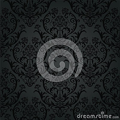 Luxury black charcoal floral wallpaper pattern Vector Illustration