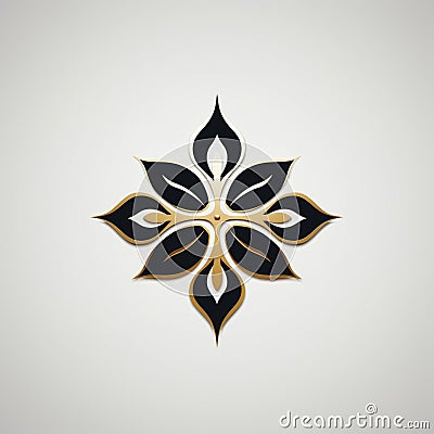 Luxury Black And Gold Flower Design Symbol For Minimalistic Symmetry Stock Photo