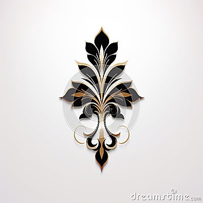 Luxury Black And Gold Leaf Element - Mysterious Symbolism And Elegant Realism Stock Photo