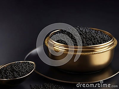 Luxury black sturgeon caviar, Generative AI Illustration Stock Photo