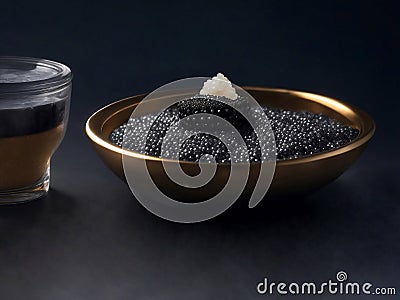 Luxury black sturgeon caviar, Generative AI Illustration Stock Photo