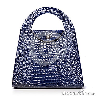 Luxury blue leather female bag Stock Photo