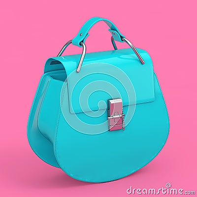 Luxury Blue Women Bag as Duotone Style. 3d Rendering Stock Photo