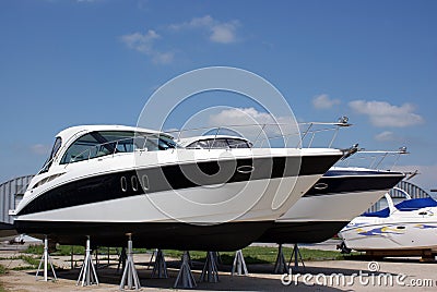 Luxury boats for sale Stock Photo