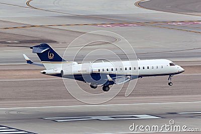 Luxury Bombardier Global Express business jet N702DR landing at McCarran International Airport Las Vegas Editorial Stock Photo