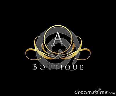 Luxury Boutique A letter Logo Icon, Gold Boutique Emblem Icon. Vector Illustration