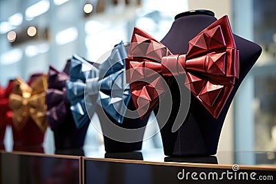 luxury bow ties showcased on a mannequin in a store Stock Photo
