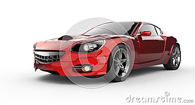 Luxury brandless red sport car at white background Stock Photo