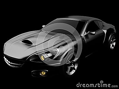 Luxury brandless sport car at black background Stock Photo