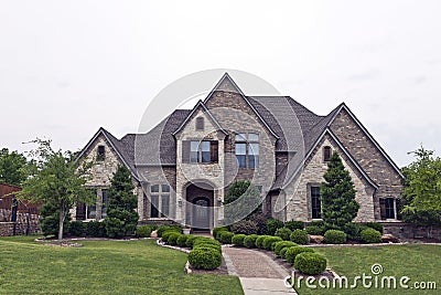 Luxury Brick Stone House Stock Photo