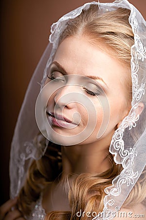 Luxury bride with wedding hairstyle Stock Photo