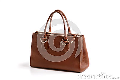 Luxury brown leather holding female fashion hand bag Stock Photo