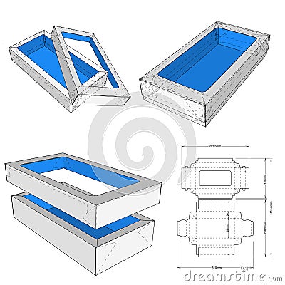 Luxury Cake Box and Die-cut Pattern. Vector Illustration