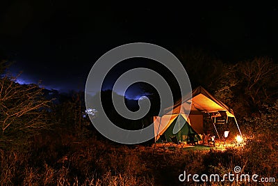 Luxury camping,ensuite, Meru style Stock Photo