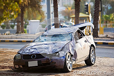 Luxury car crash Stock Photo
