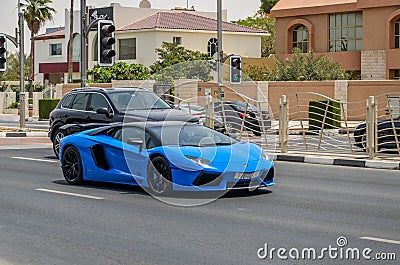 Luxury Car on Dubai Roads, Dubai, Uniited Arab Emirates Editorial Stock Photo