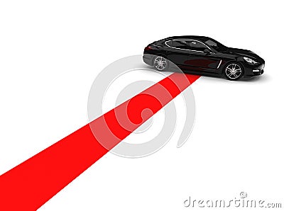 Luxury car on red carpet Stock Photo