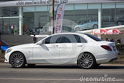 Luxury car White Mercedes Benz C350E Editorial Stock Photo