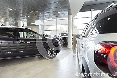 Luxury cars for sale in a exclusive dealing salon Stock Photo