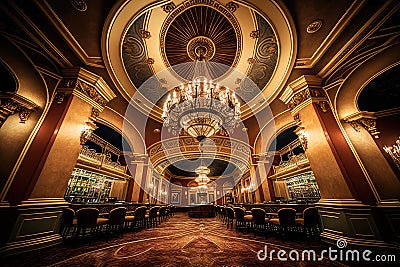 luxury casino with elegant decor, fine art, and crystal chandeliers Stock Photo