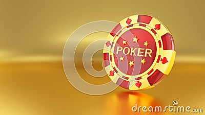 Luxury Casino Golden Chip - 3D Illustration Stock Photo