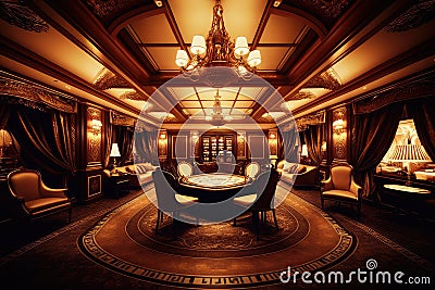 luxury casino with warm lighting and fine decor, for an exotic and luxurious atmosphere Stock Photo