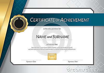 Luxury certificate template with elegant border frame, Diploma d Vector Illustration