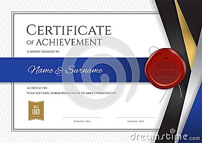 Luxury certificate template with elegant border frame, Diploma d Vector Illustration