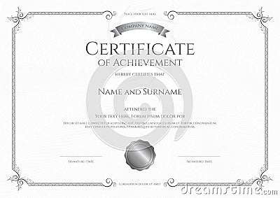 Luxury certificate template with elegant border frame, Diploma design Vector Illustration