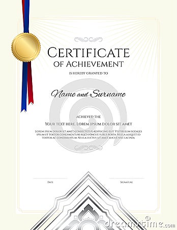 Luxury certificate template with elegant border frame, Diploma design Vector Illustration