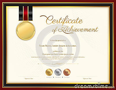 Luxury certificate template with elegant border frame, Diploma design Vector Illustration