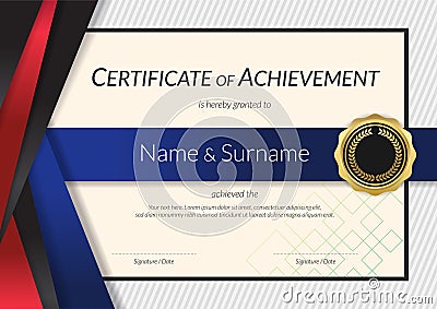 Luxury certificate template with elegant border frame, Diploma d Vector Illustration