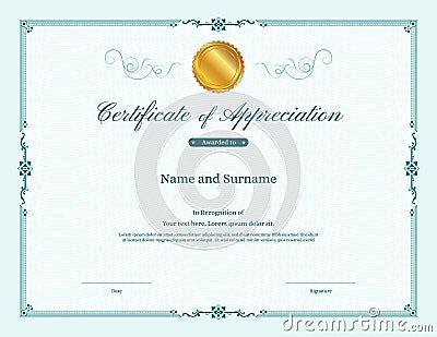 Luxury certificate template with elegant border frame Vector Illustration