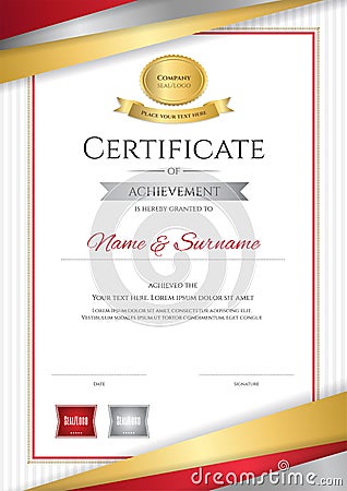 Luxury certificate template with elegant golden border frame, Di Vector Illustration