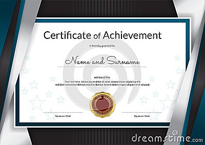 Luxury certificate template with elegant silver blue border frame, Diploma design for graduation or completion Vector Illustration