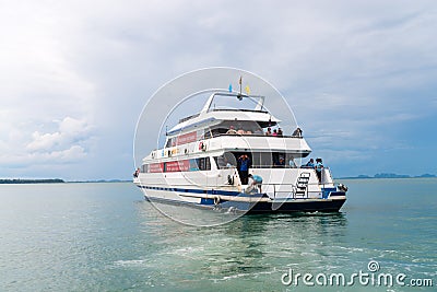 Luxury charter boat near Krabi Thailand. Editorial Stock Photo