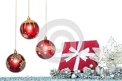 Luxury Christmas ball, flower and gift, Christmas sale Stock Photo