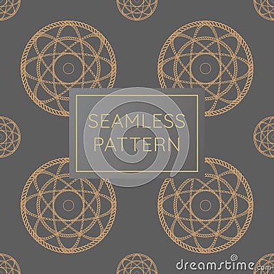 Luxury circle rope pattern. golden seamless pattern background. Vector Illustration