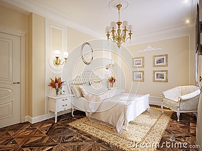 Luxury Classic Modern Bedroom Interior Design Stock Photo