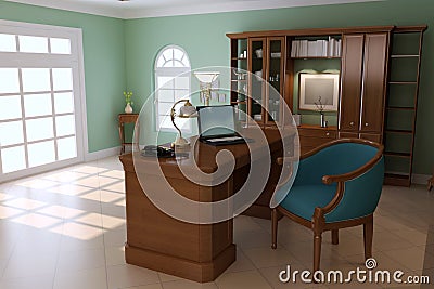 Luxury classic study room Stock Photo