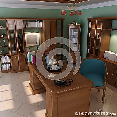 Luxury classic study room Stock Photo