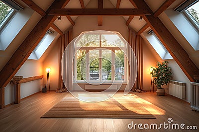 Luxury concept modern dormer loft conversion interior in apartment or house Stock Photo